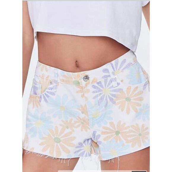 Forever 21 Floral Print Denim Shorts (Sz 25) - Picture 1 of 9